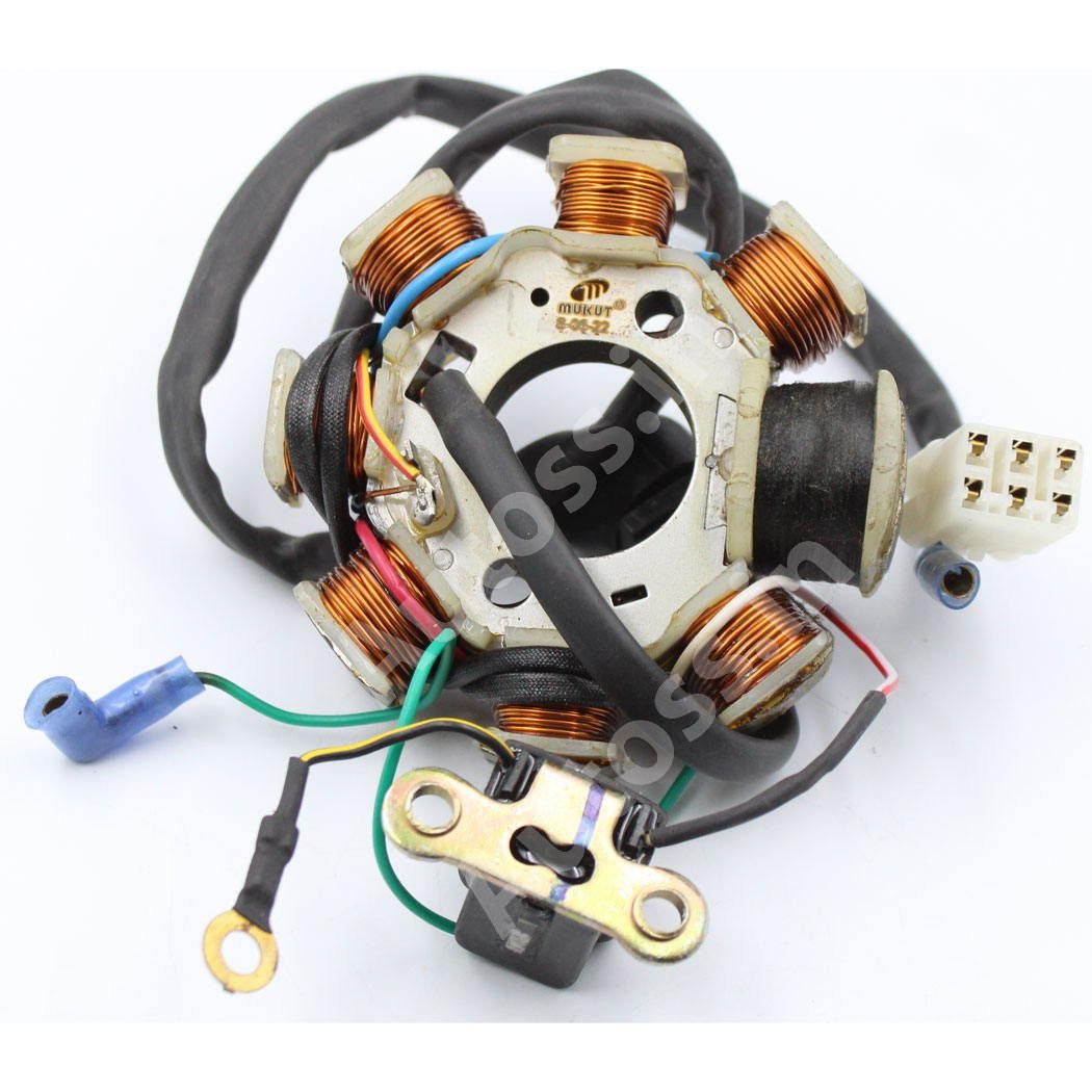BAJAJ DISCOVER 135 DTSI MAGNET COIL PLATE ASSEMBLY(8 POLL) 6 PIN