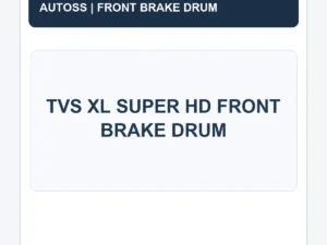 TVS XL SUPER HD FRONT BRAKE DRUM title card; actual front brake drum photograph pending