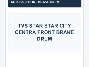 TVS STAR STAR CITY CENTRA FRONT BRAKE DRUM title card; actual product photograph pending