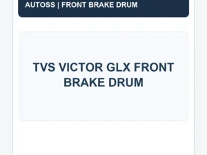 TVS VICTOR GLX FRONT BRAKE DRUM title card; actual product photograph pending