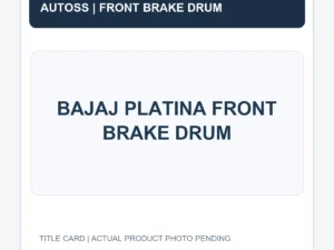 BAJAJ PLATINA FRONT BRAKE DRUM title card; actual product photograph pending