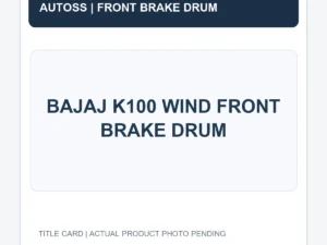 BAJAJ K100 WIND FRONT BRAKE DRUM title card; actual product photograph pending