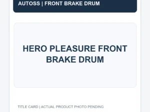 HERO PLEASURE FRONT BRAKE DRUM title card; actual product photograph pending