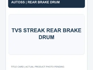 TVS STREAK REAR BRAKE DRUM title card; actual product photograph pending