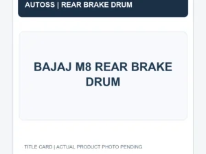 BAJAJ M8 REAR BRAKE DRUM title card; actual product photograph pending