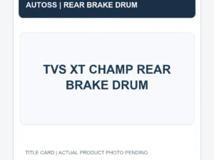 TVS XT CHAMP REAR BRAKE DRUM title card; actual product photograph pending