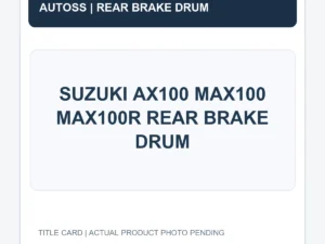 SUZUKI AX100 MAX100 MAX100R REAR BRAKE DRUM title card; actual product photograph pending