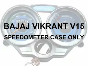 Bajaj Vikrant V15 SPEEDOMETER CASE ONLY - owner supplied faded illustrative speedometer photo, black Arial text; no complete meter included