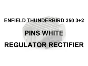 ENFIELD THUNDERBIRD 350 3+2 PINs WHITE RR UNIT - model identification title card with 70 percent faded generic regulator rectifier motif; not verified exact-part photo