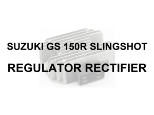 SUZUKI GS 150R SLINGSHOT RR UNIT - model identification title card with 70 percent faded generic regulator rectifier motif; not verified exact-part photo