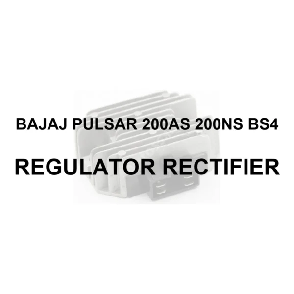 BAJAJ PULSAR 200AS 200NS BS4 RR UNIT - model identification title card with 70 percent faded generic regulator rectifier motif; not verified exact-part photo