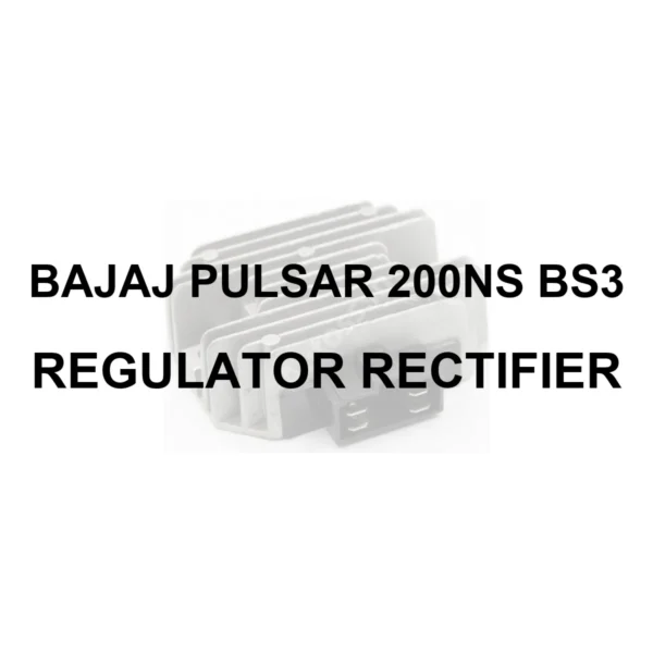 BAJAJ PULSAR 200NS BS3 RR UNIT - model identification title card with 70 percent faded generic regulator rectifier motif; not verified exact-part photo