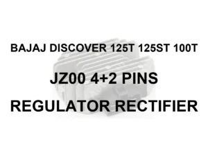 BAJAJ DISCOVER 125T 125ST 100T JZ00 4+2 PINs RR UNIT - model identification title card with 70 percent faded generic regulator rectifier motif; not verified exact-part photo