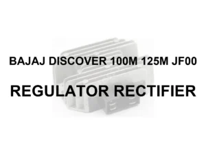 BAJAJ DISCOVER 100M 125M JF00 RR UNIT - model identification title card with 70 percent faded generic regulator rectifier motif; not verified exact-part photo