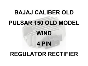 BAJAJ RR UNIT FOR BAJAJ CALIBER OLD | PULSAR 150 OLD MODEL | WIND | 4 PIN | REGULATOR RECTIFIER - model identification title card with 70 percent faded generic regulator rectifier motif; not verified exact-part photo