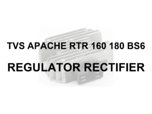 TVS APACHE RTR 160 180 BS6 RR UNIT - model identification title card with 70 percent faded generic regulator rectifier motif; not verified exact-part photo