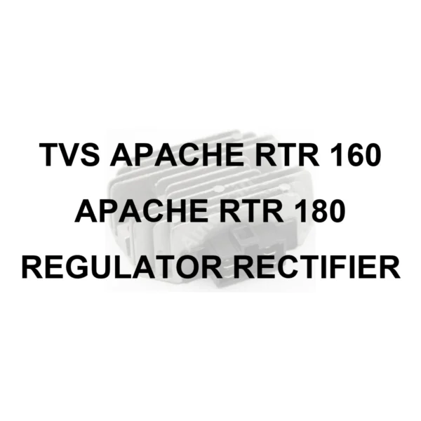 TVS RR UNIT FOR TVS APACHE RTR 160 | APACHE RTR 180 | REGULATOR RECTIFIER - model identification title card with 70 percent faded generic regulator rectifier motif; not verified exact-part photo