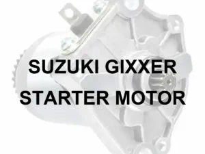 SUZUKI STARTER MOTOR FOR SUZUKI GIXXER - 70 percent faded illustrative starter motor with black model lettering, no red panel or border