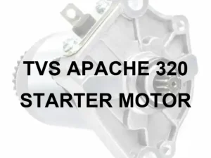 TVS STARTER MOTOR FOR TVS APACHE 320 - 70 percent faded illustrative starter motor with black model lettering, no red panel or border