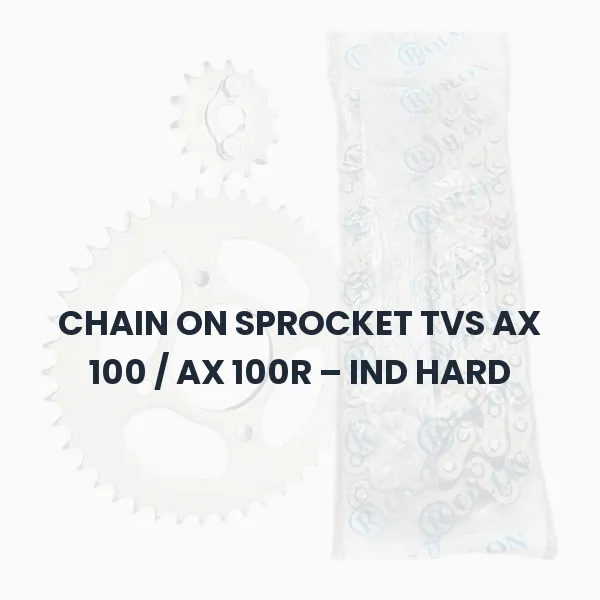 CHAIN ON SPROCKET TVS AX 100 / AX 100R – IND HARD CHAIN ON SPROCKET TVS AX 100 / AX 100R – IND HARD Aftermarket Spare Part