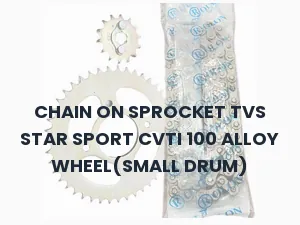 CHAIN ON SPROCKET TVS STAR SPORT CVTI 100 ALLOY WHEEL(SMALL DRUM)